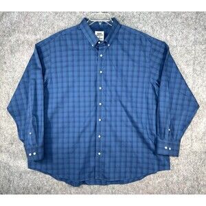 Blake Shelton Lands End Men's Plaid Long Sleeve Button Up Shirt Blue Size 3XL